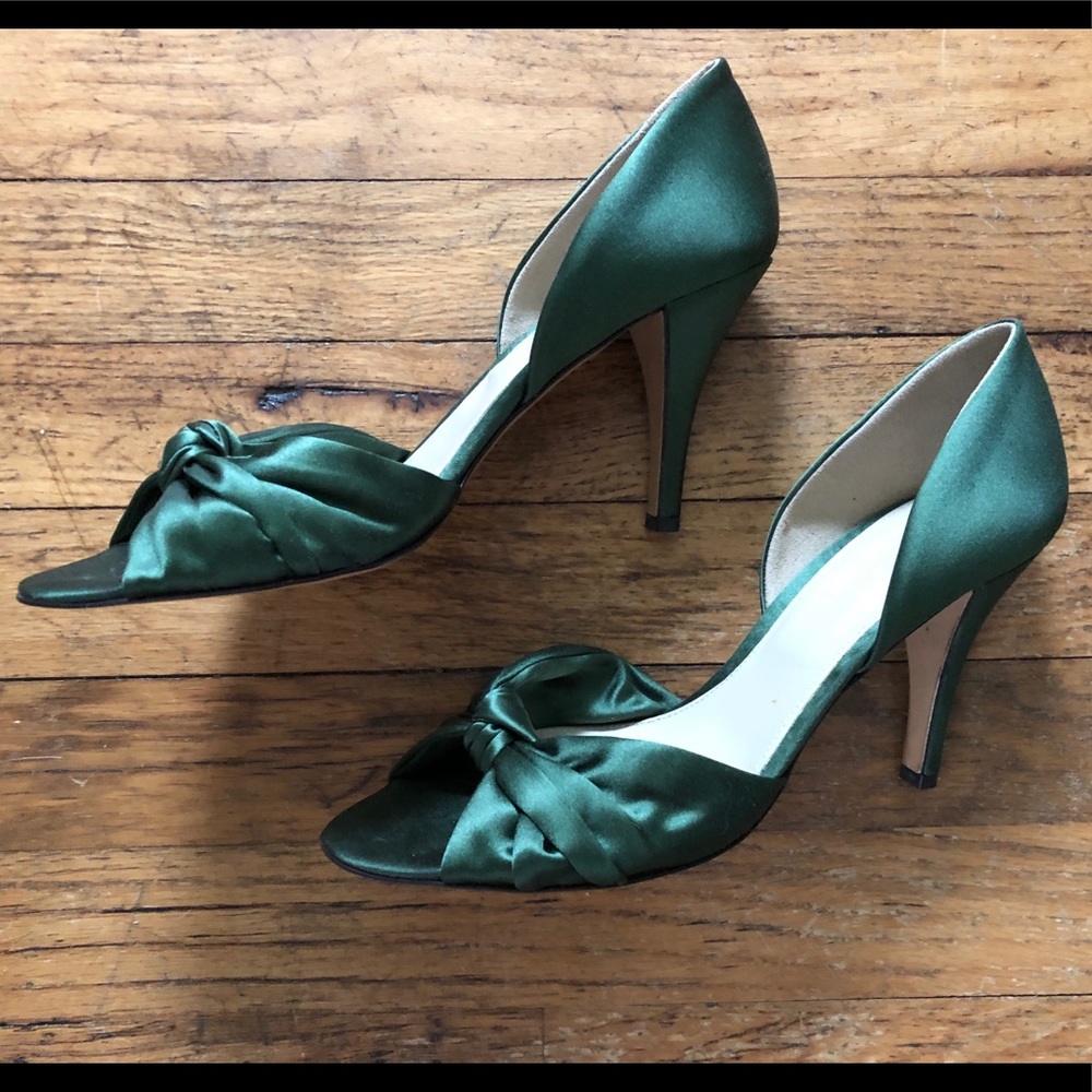 Emerald Satin D’Orsay Heels